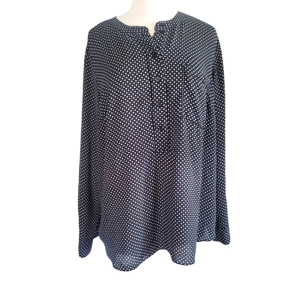 Lane Bryant Tops - Lane Bryant 18/20 Black Cream Polka Dotted Blouse